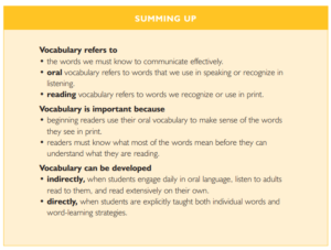 vocabulary research summary