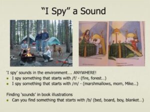 fun phonemic awareness activity I spy sound