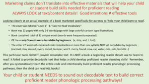 books marketed for beginning readers caution marketing vs effective