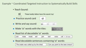 example coordinating direct phonics reading instruction to build skills
