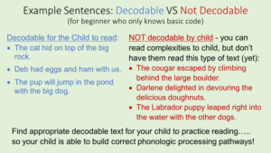 example reading decodable text vs text not decodable