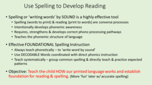use spelling to develop reading